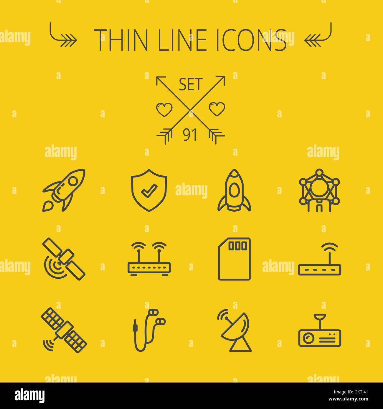 Technologie-dünne Linie-Icon-set Stock Vektor