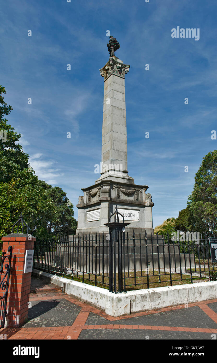 Wellington, New Zealand - 2. März 2016: Richard John Seddon Memorial, gelegen im Bolton Street Memorial Park Stockfoto