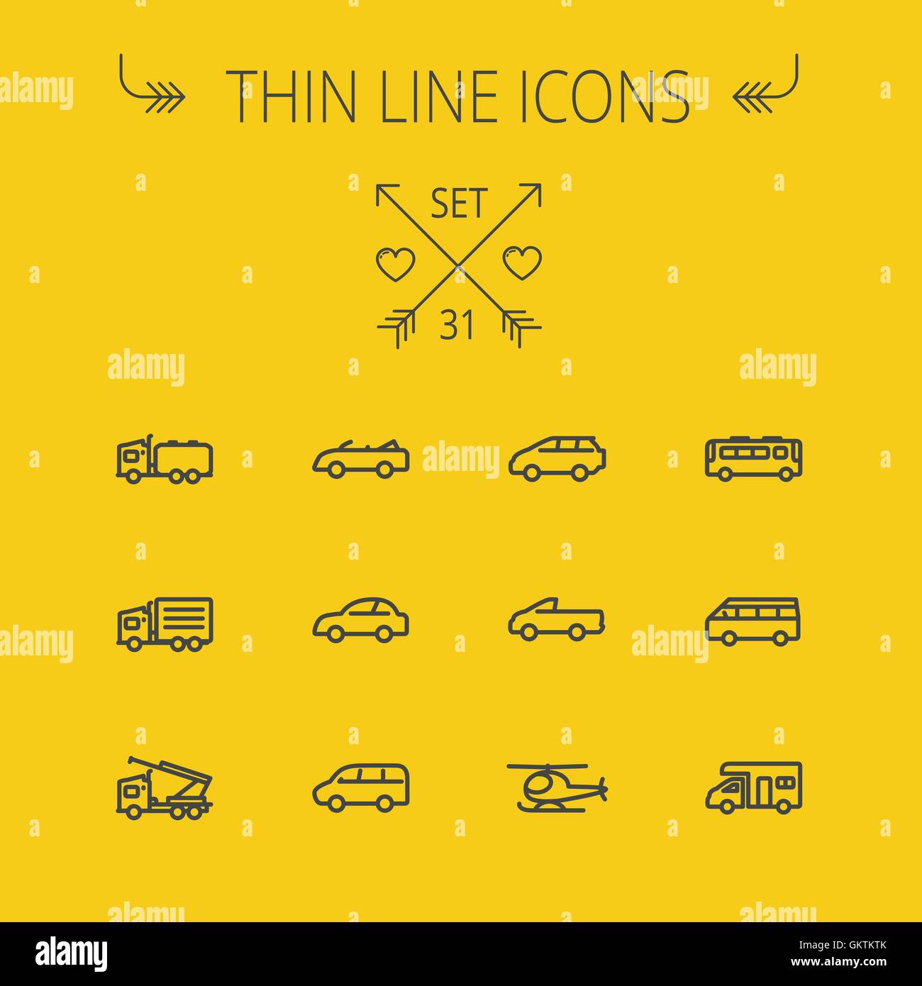 Transport-dünne Linie-Icon-set Stock Vektor