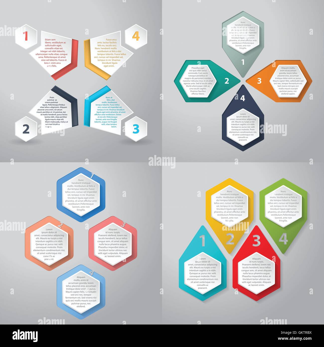 Infografiken Hintergrund mit 4 Option Sechseck-Elemente Stock Vektor