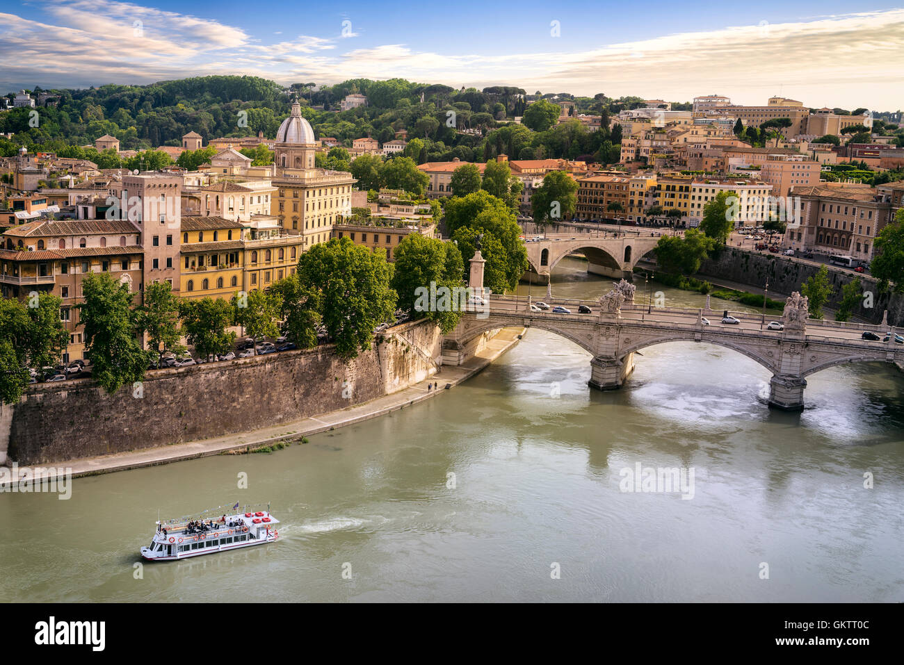 Rom Stadt und Tiber Fluss in der Nähe von Vatikan, Italien Europa Stockfoto