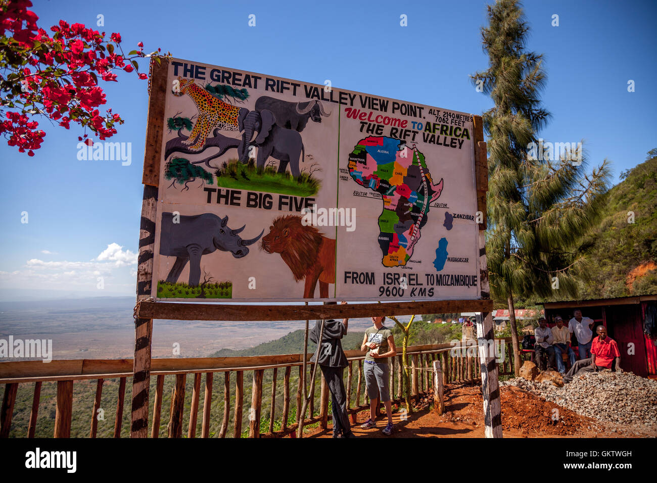 Ein Zeichen dafür, was man zur Veranschaulichung finden Sie im Rift valley Stockfoto