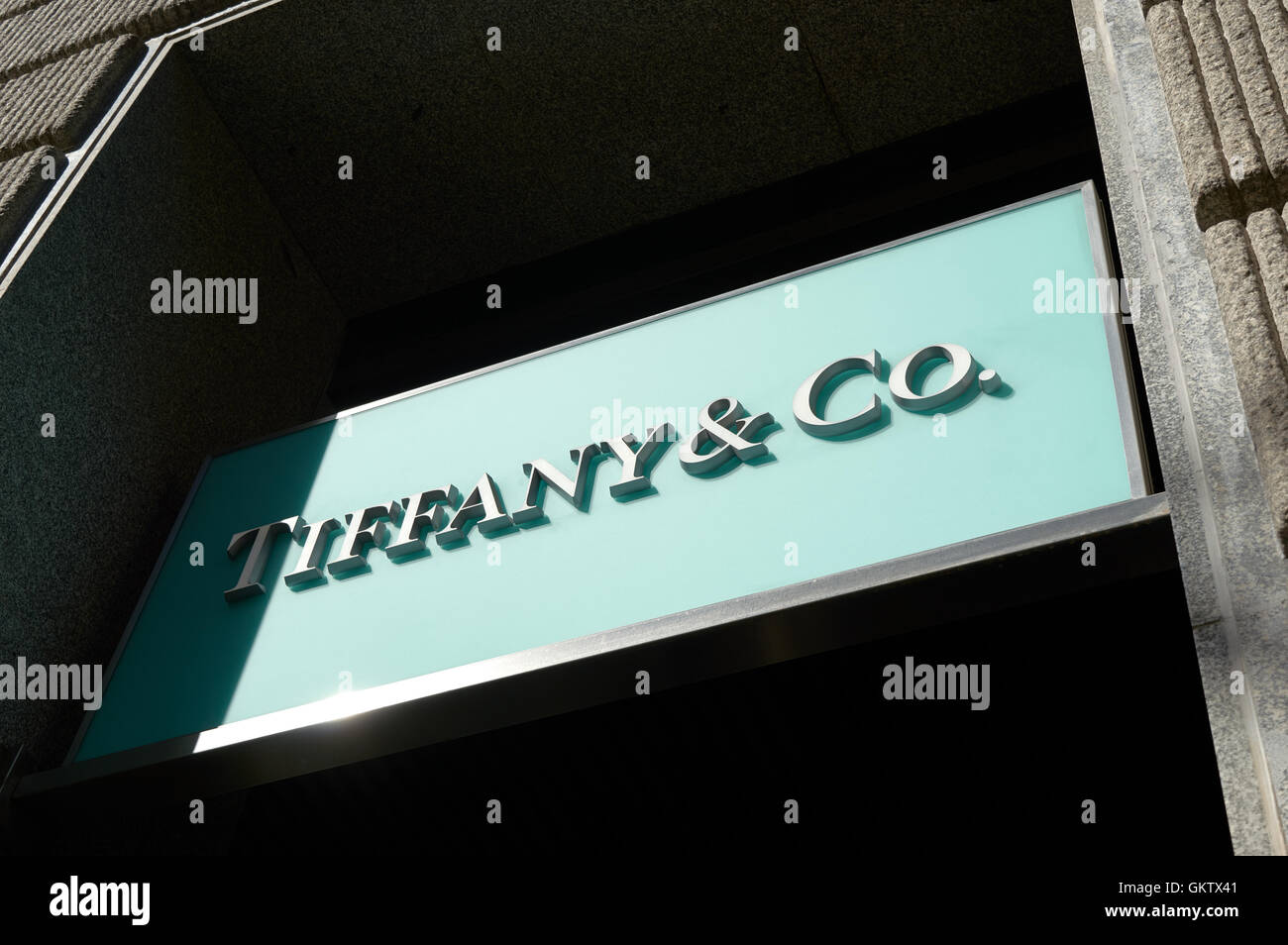 Tiffany & Co Ladenschild am Passeig de Gràcia, Barcelona, Spanien Stockfoto
