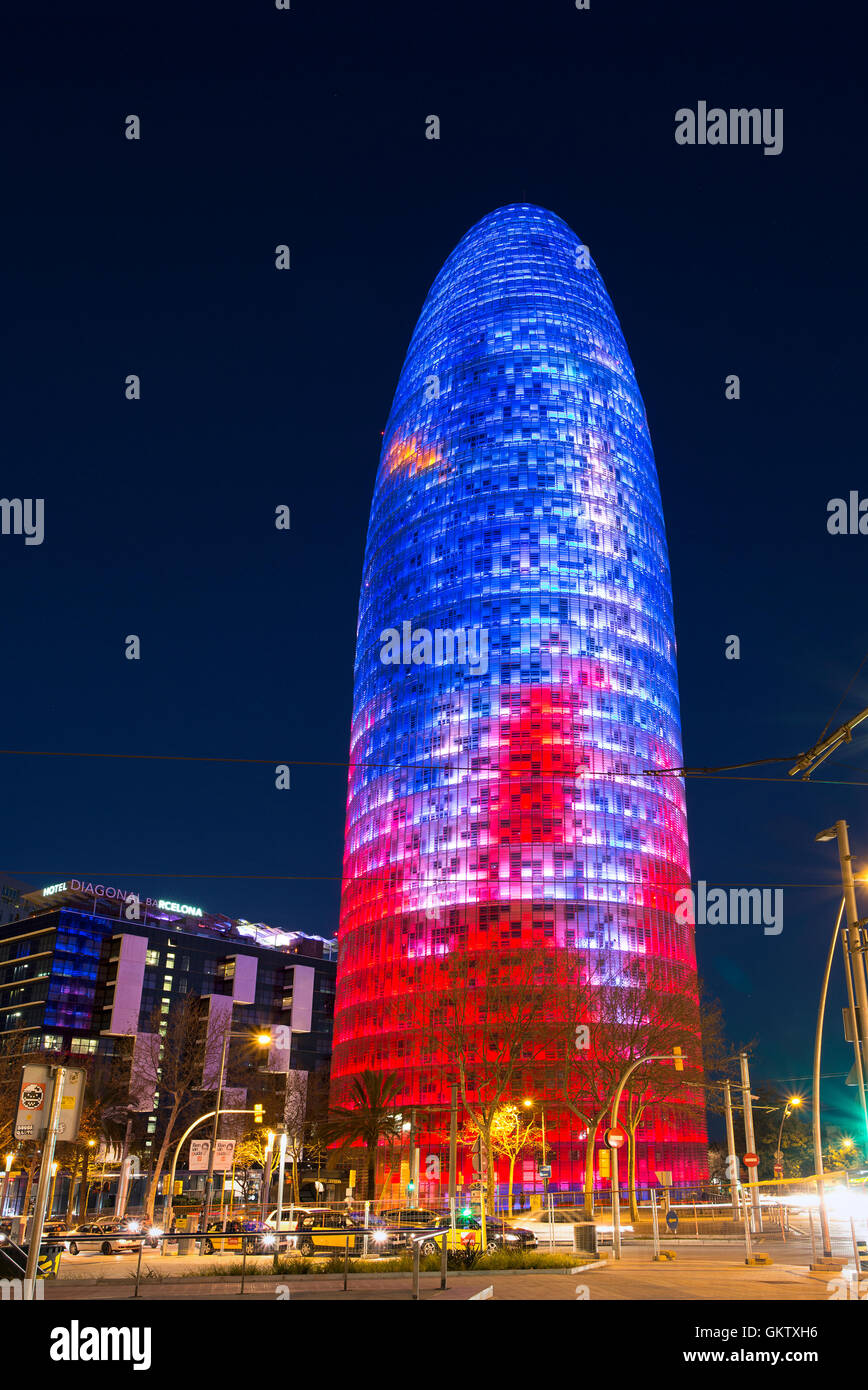Der Torre Agbar Gebäude in Barcelona Stockfoto