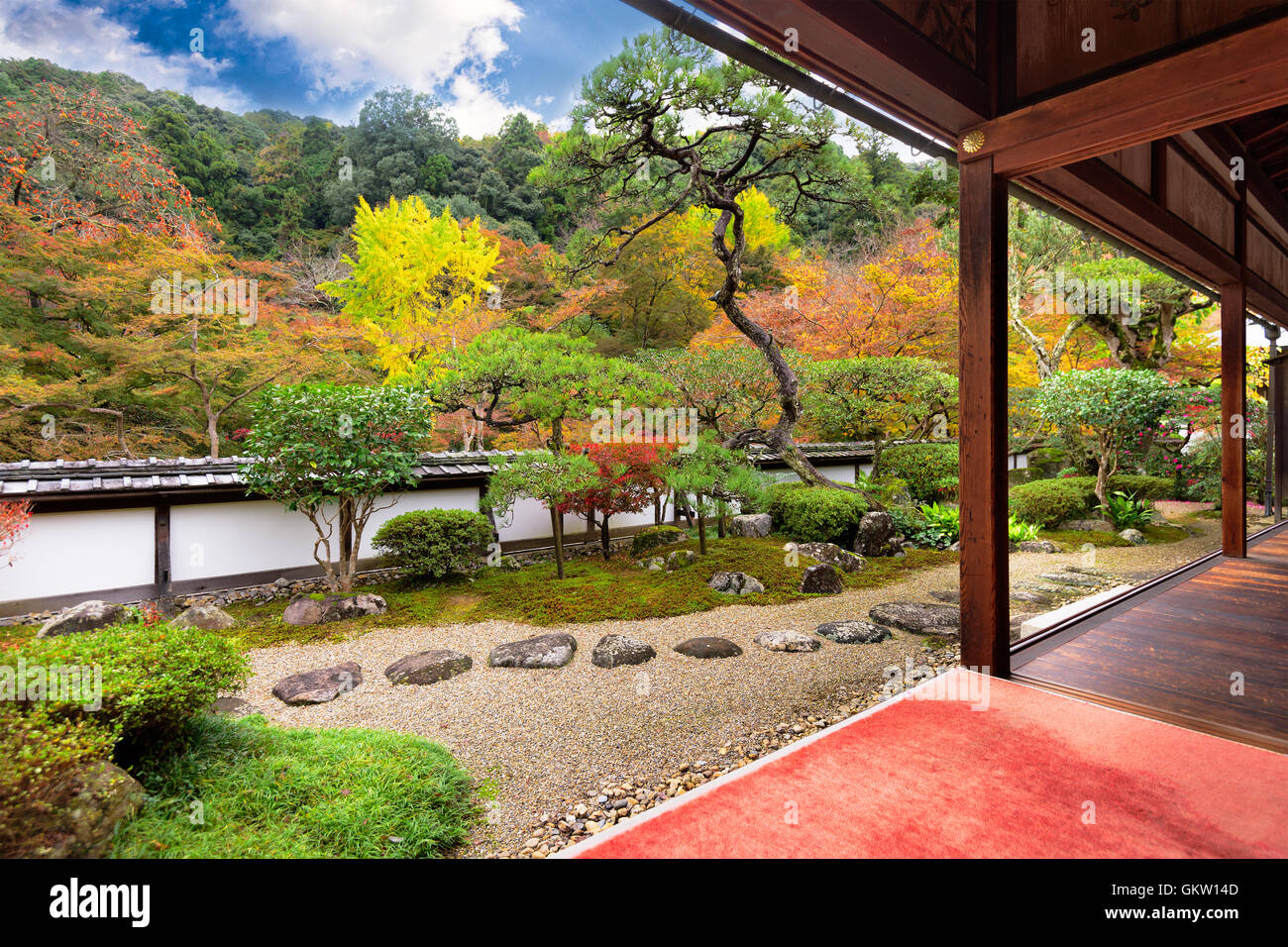 Der Garten von Shoryaku-Ji-Tempel in Nara, Japan. Stockfoto