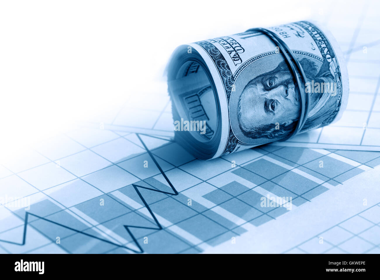 Geld verdienen im Diagramm Stockfoto