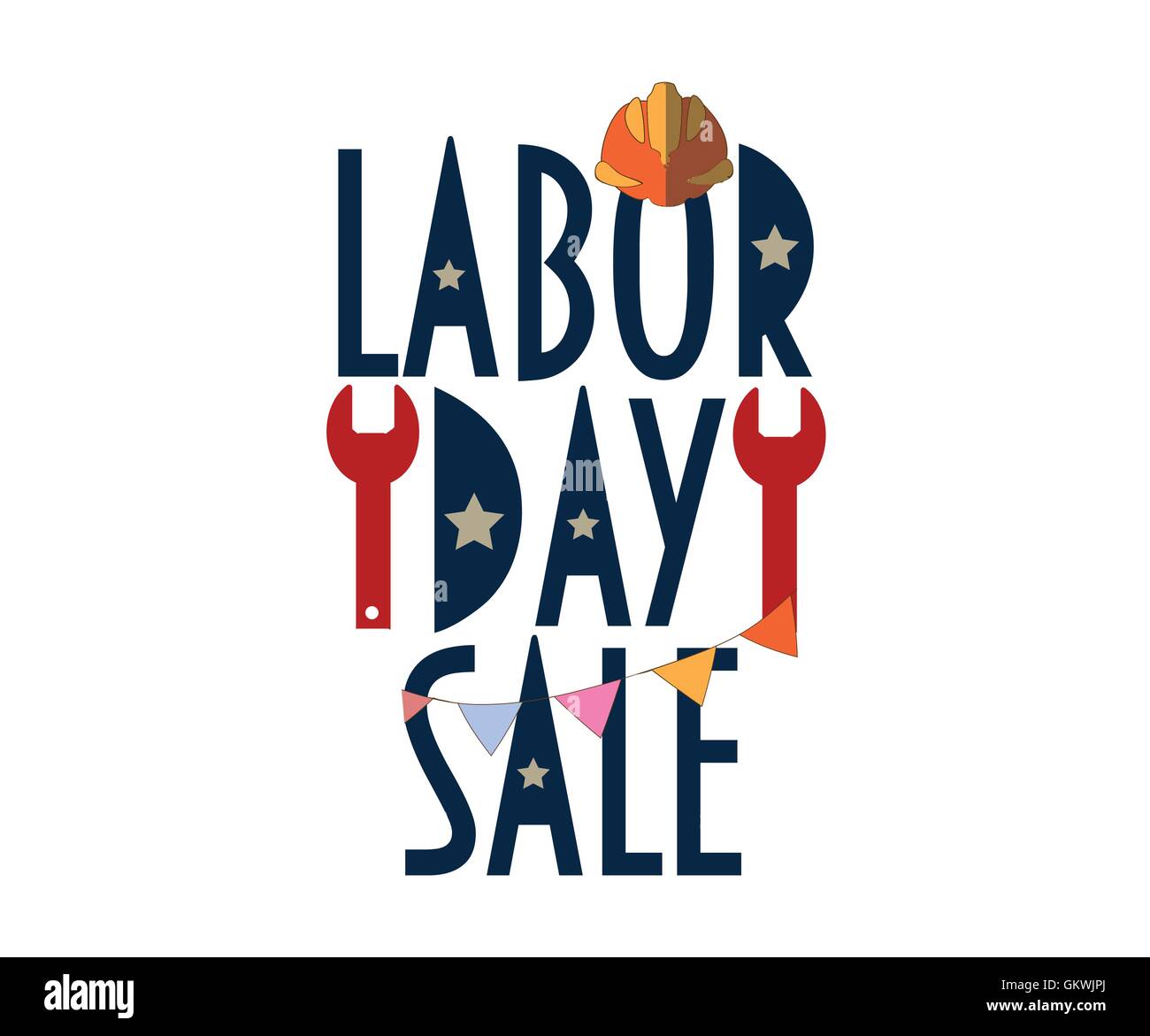 Labor Day Sale Text mit goldenem Hintergrund. Tag der Arbeit-Förderung. Tag der Arbeit-Verkauf. Tag der Arbeit-Förderung. Stock Vektor