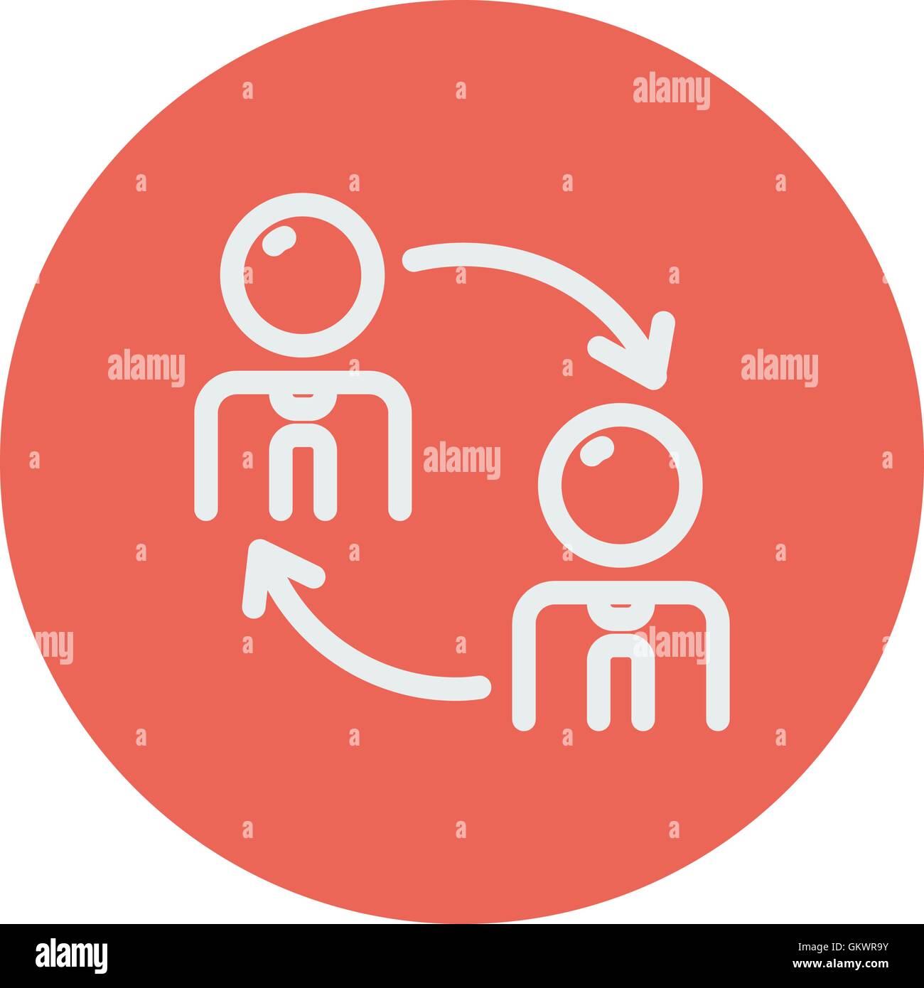 Zwei Männer in den Austausch von Pfeilsymbol dünne Linie Stock Vektor