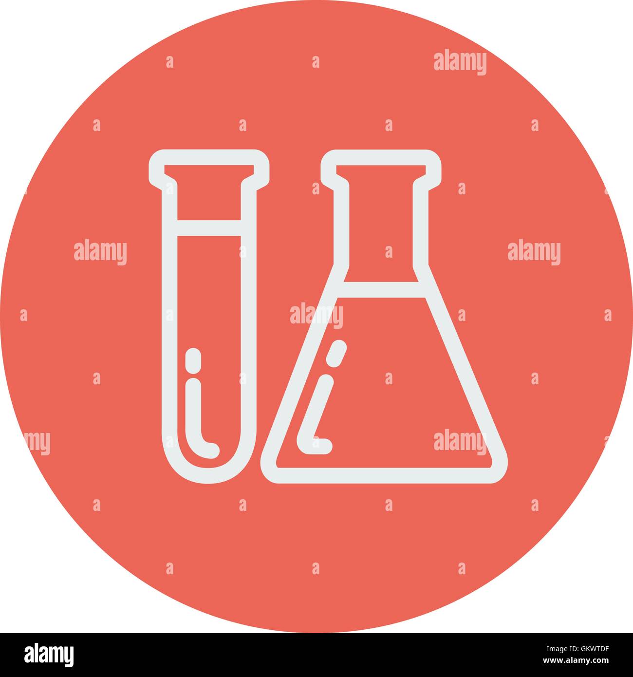 Reagenzglas und Becher dünne Liniensymbol Stock Vektor