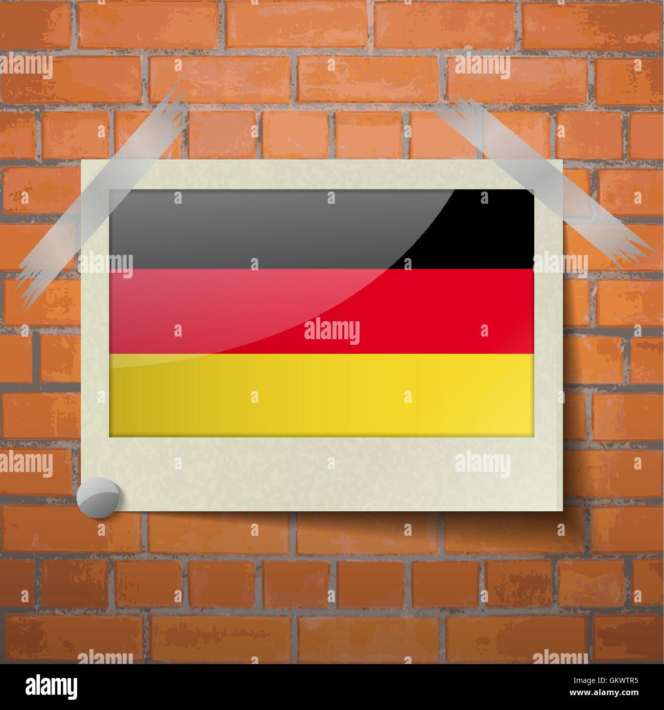 Fahnen Deutschland scotch Klebeband an einer roten Backsteinmauer Stock Vektor