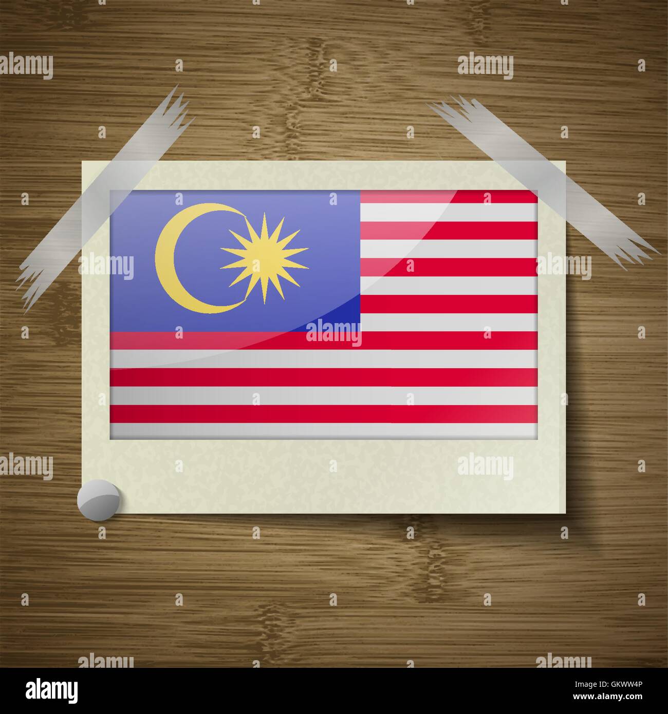 Malaysia kennzeichnet bei Frame auf hölzerne Struktur. Vektor Stock Vektor