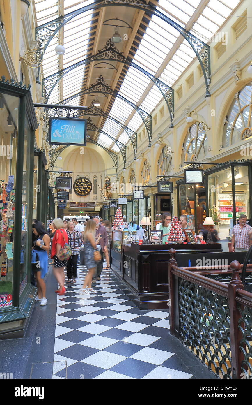 Menschen-Shop im Royal Arcade in Melbourne Australien. Stockfoto