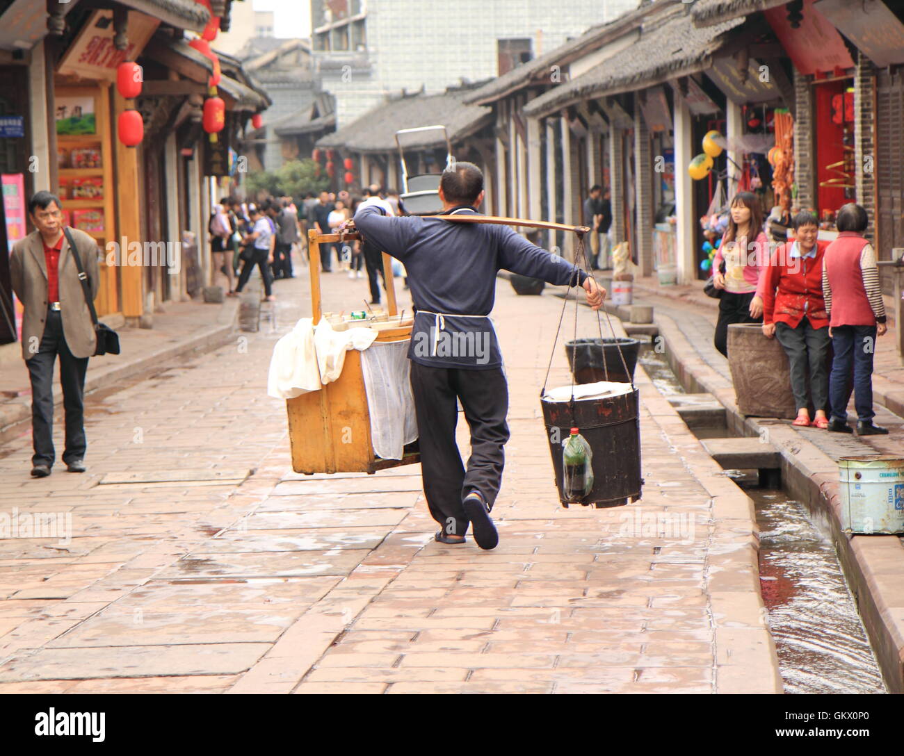 Straßenhändler in alten Hakka Luodai Dorf InChengdu China Stockfoto