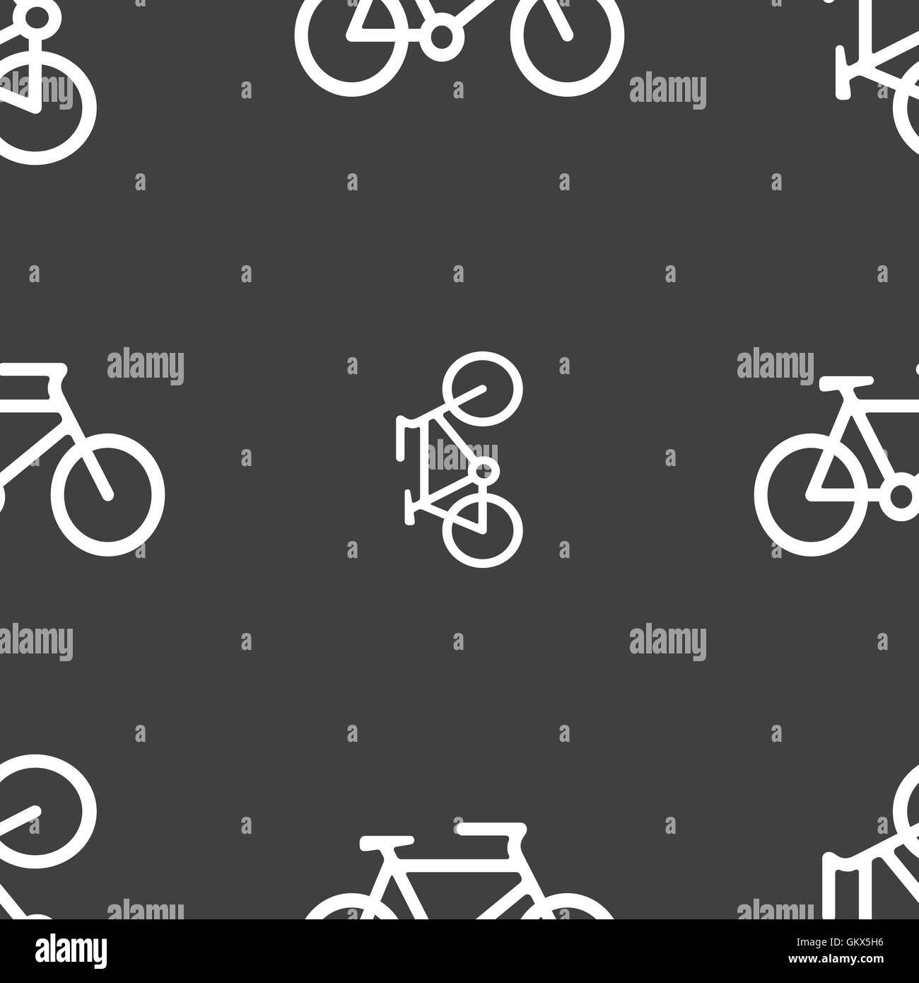 Fahrrad-Symbol Zeichen. Nahtlose Muster auf einem grauen Hintergrund. Vektor Stock Vektor