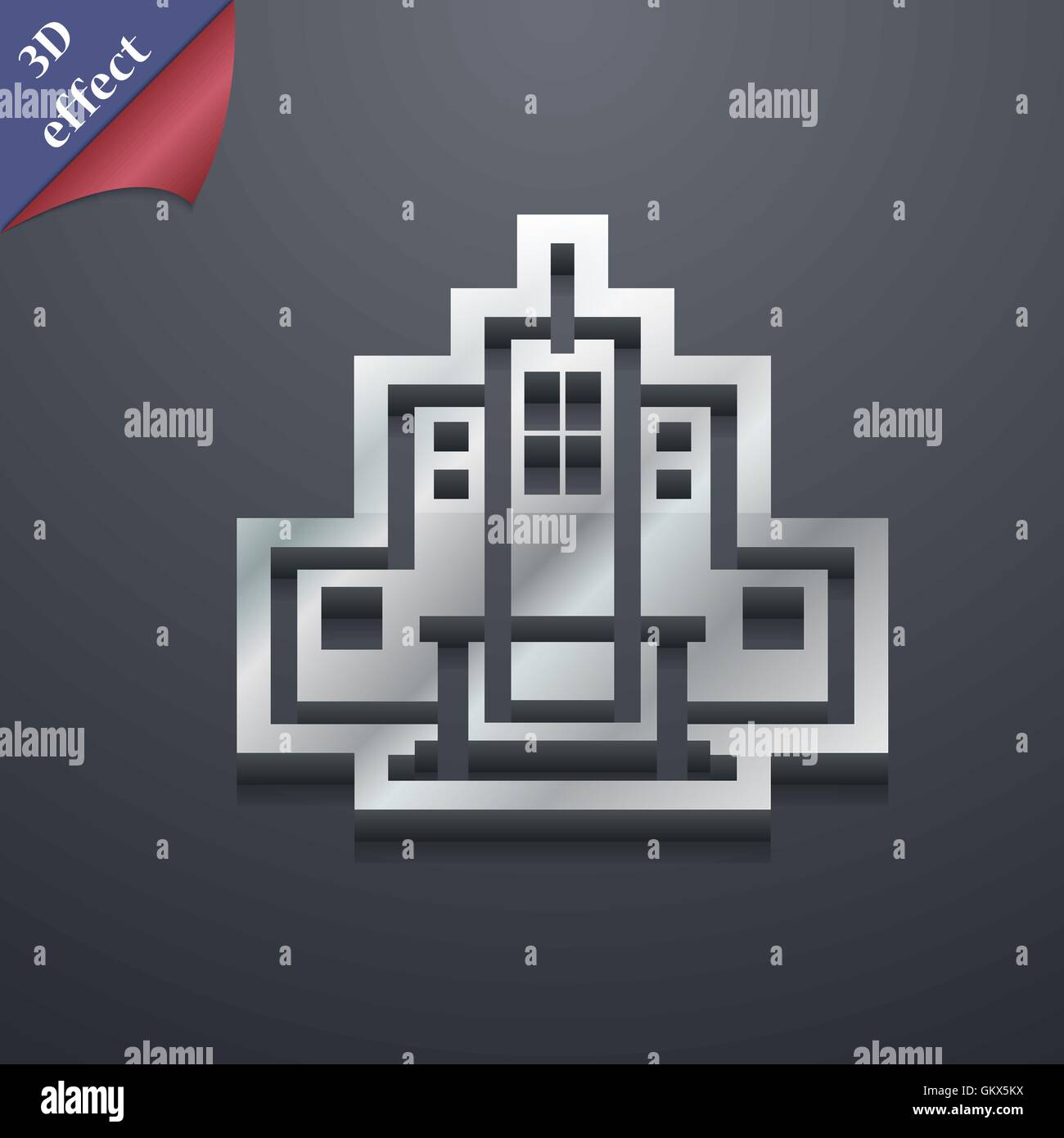 Wolkenkratzer-Symbol Symbol. 3D-Stil. Trendiges, modernes Design mit Platz für Ihren Text vektor Stock Vektor