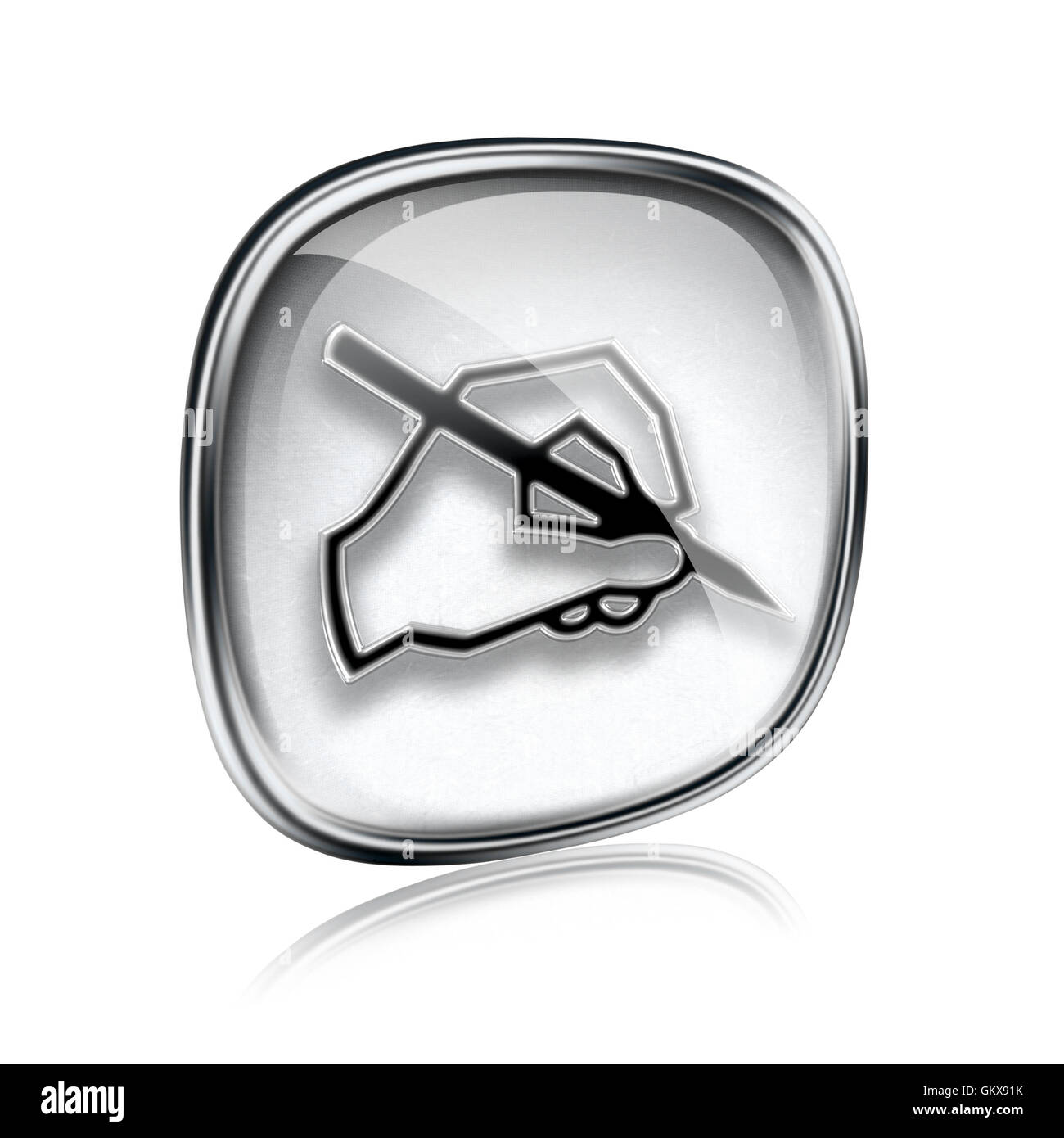 e-Mail-Symbol grau Glas, isoliert auf weißem Hintergrund. Stockfoto