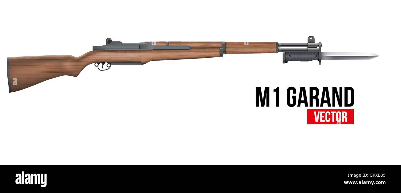 Gewehr M1 Garand mit Messer Bajonett Vektor Stock Vektor