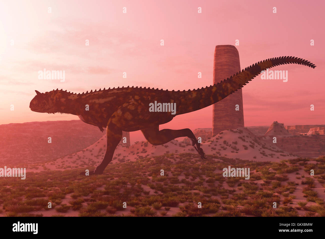 Carnotaurus auf der Flucht Stockfoto