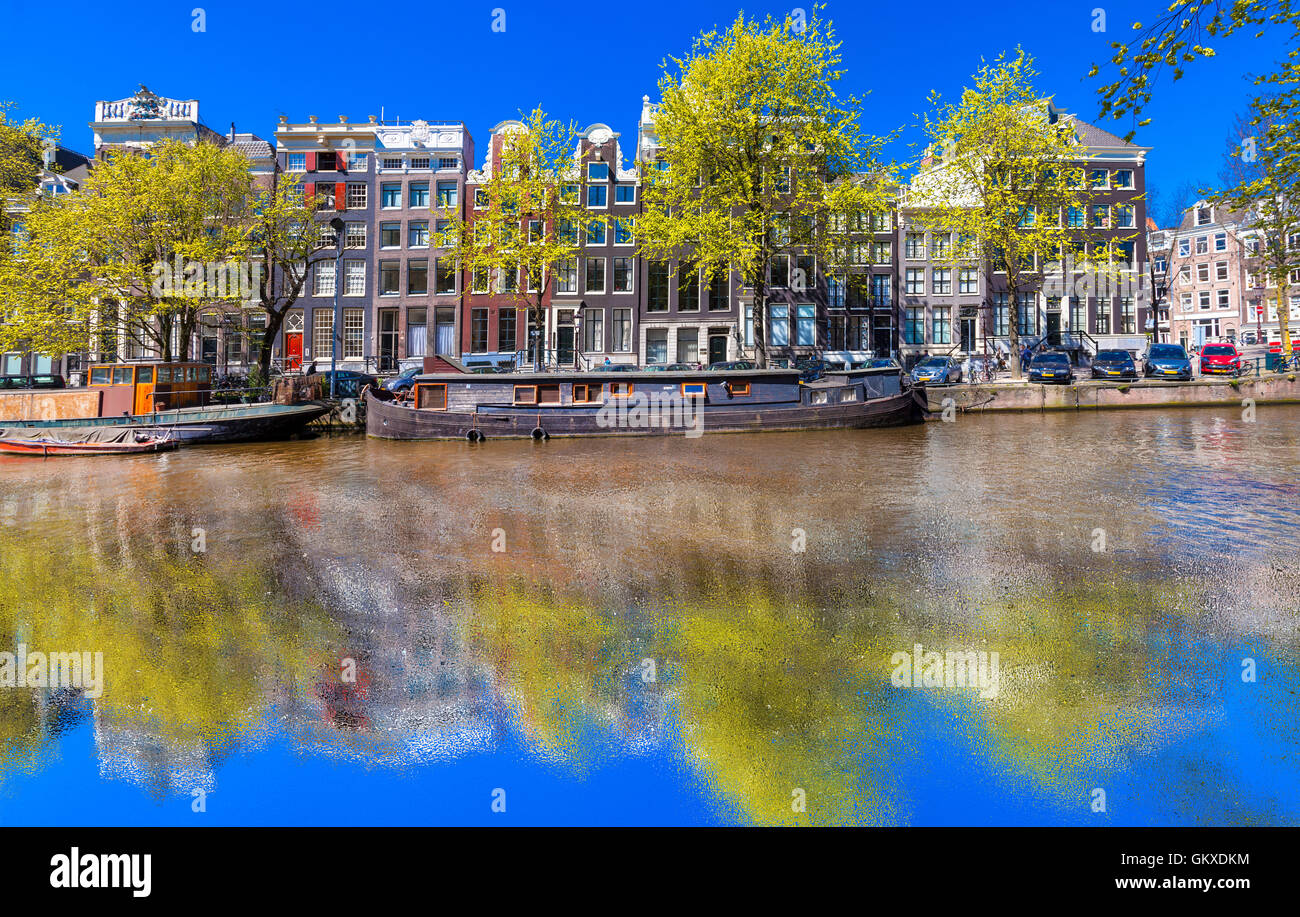 Malerische Grachten von Amsterdam, Holland Stockfoto