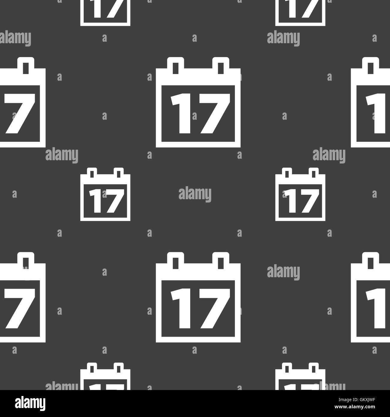 Kalender, Datum oder Ereignis Erinnerung Symbol Zeichen. Nahtlose Muster auf einem grauen Hintergrund. Vektor Stock Vektor