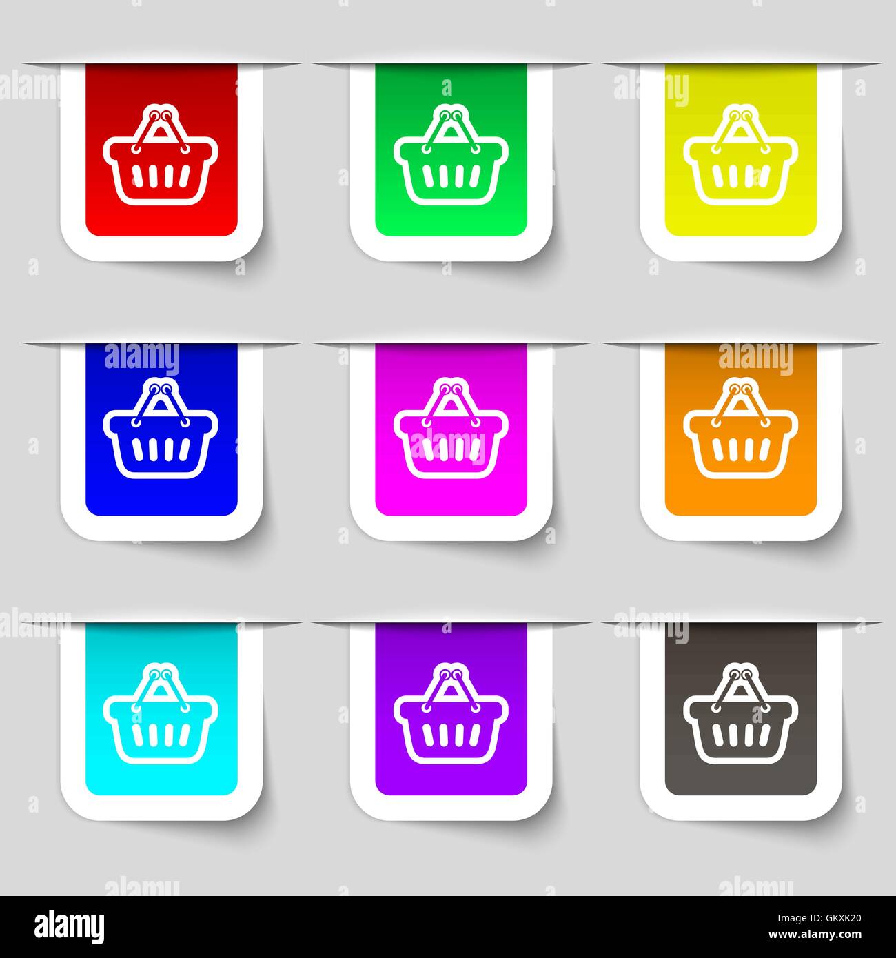 Shopping Warenkorb Symbol Zeichen. Reihe von bunten moderne Etiketten für Ihr Design. Vektor Stock Vektor
