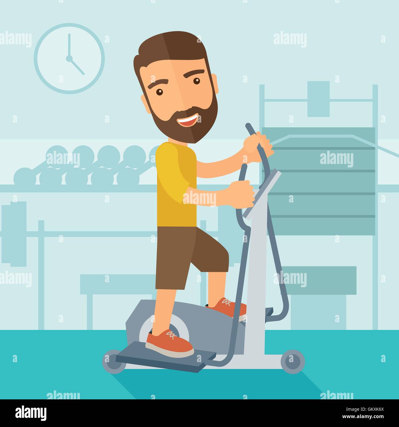 Mann im Fitness-Studio Sport Training Übungen. Stock Vektor