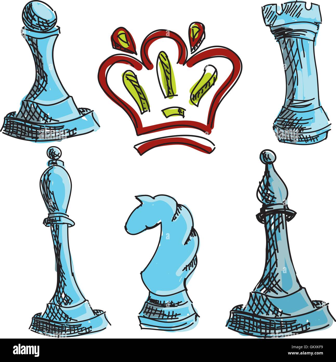 Gezeichneten farbigen Schach Stock Vektor