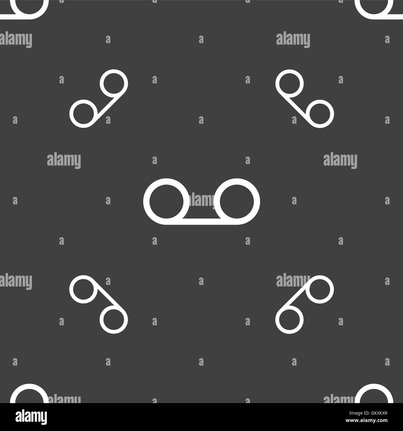 Audio-Kassette Symbol Zeichen. Nahtlose Muster auf einem grauen Hintergrund. Vektor Stock Vektor