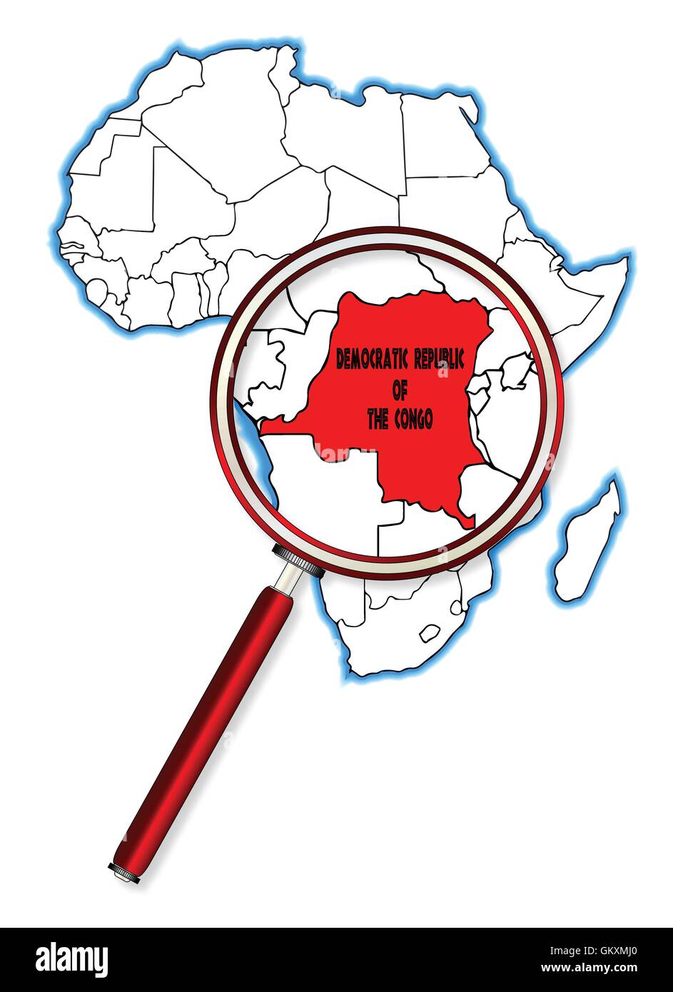 Demokratische Republik Kongo unter der Lupe Stock Vektor