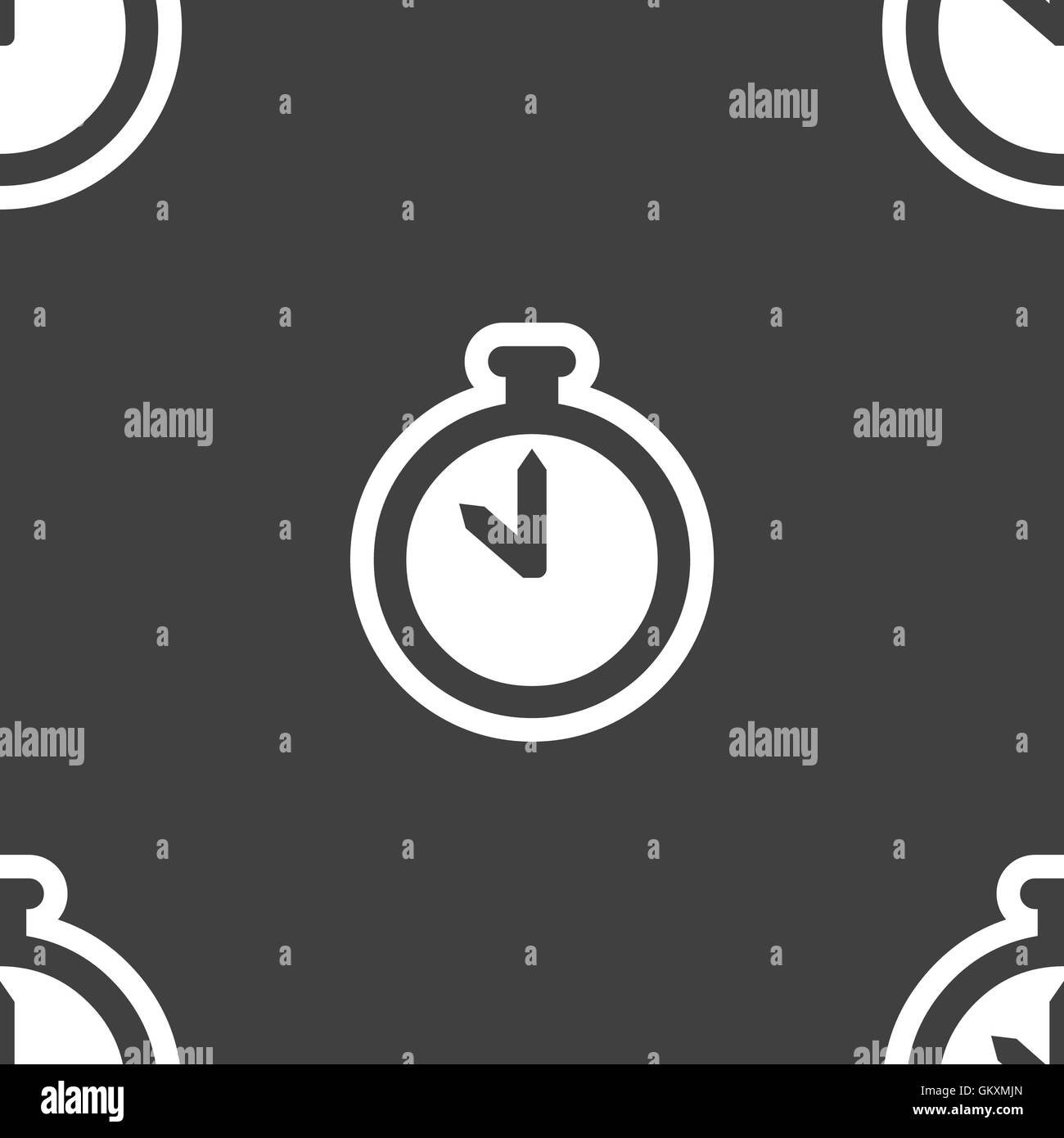 Die Stoppuhr Symbol Zeichen. Nahtlose Muster auf einem grauen Hintergrund. Vektor Stock Vektor