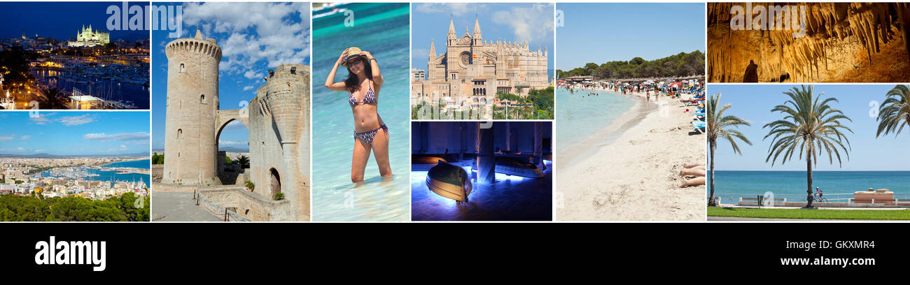 Collage von Palma De Mallorca im Querformat. Stockfoto