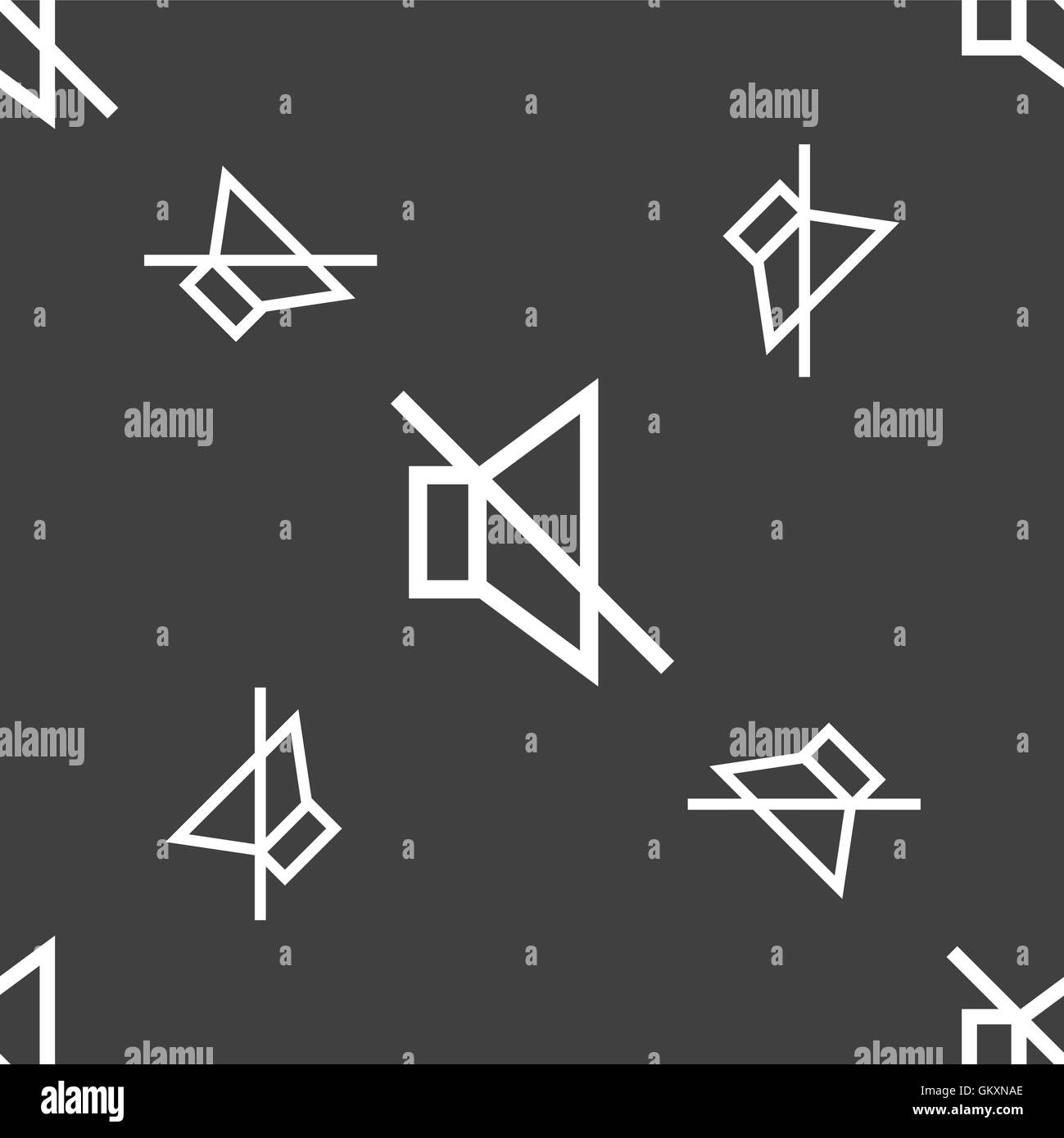 ohne Ton stumm Symbol Zeichen. Nahtlose Muster auf einem grauen Hintergrund. Vektor Stock Vektor