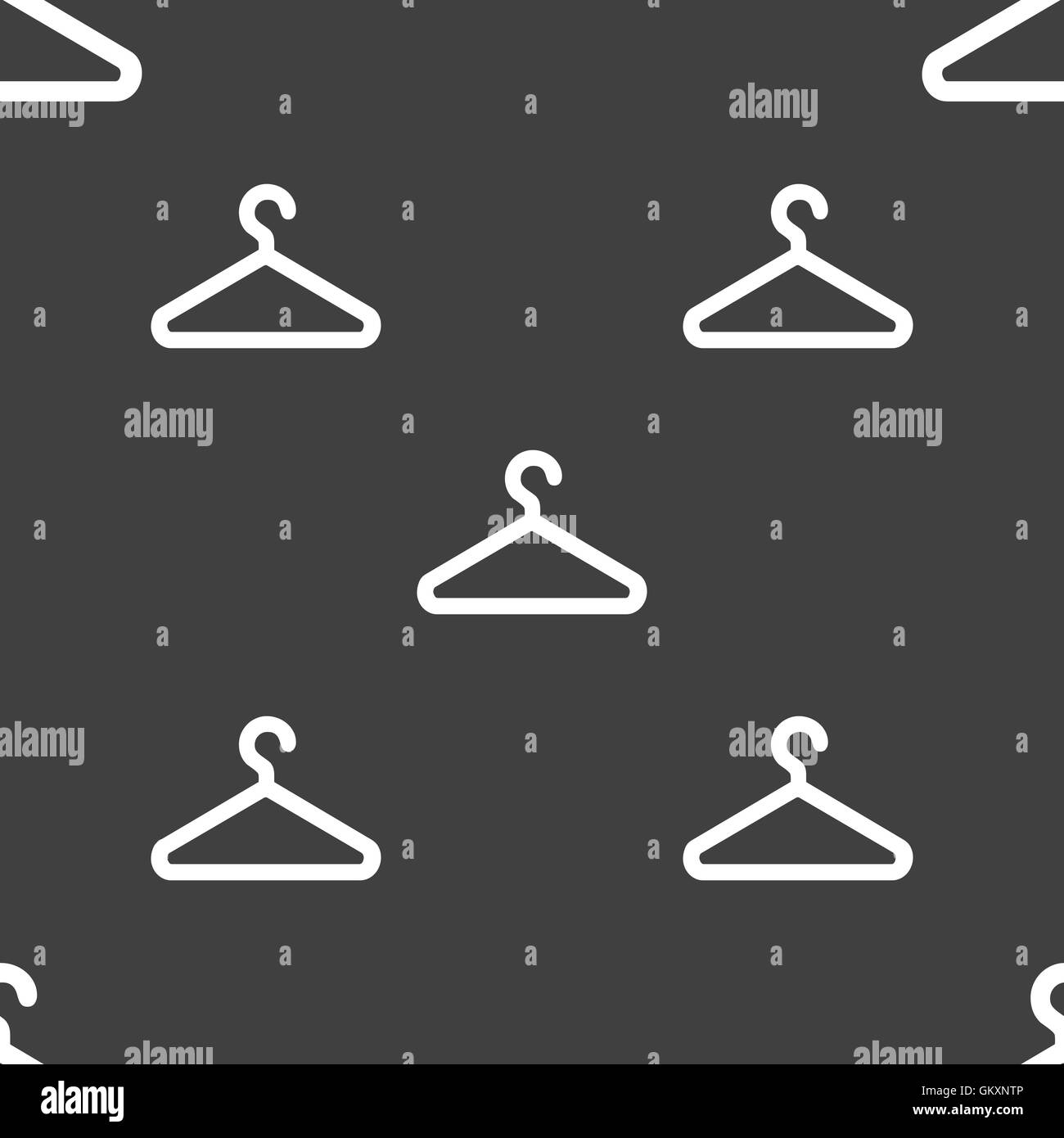 Kleiderbügel Symbol Zeichen. Nahtlose Muster auf einem grauen Hintergrund. Vektor Stock Vektor