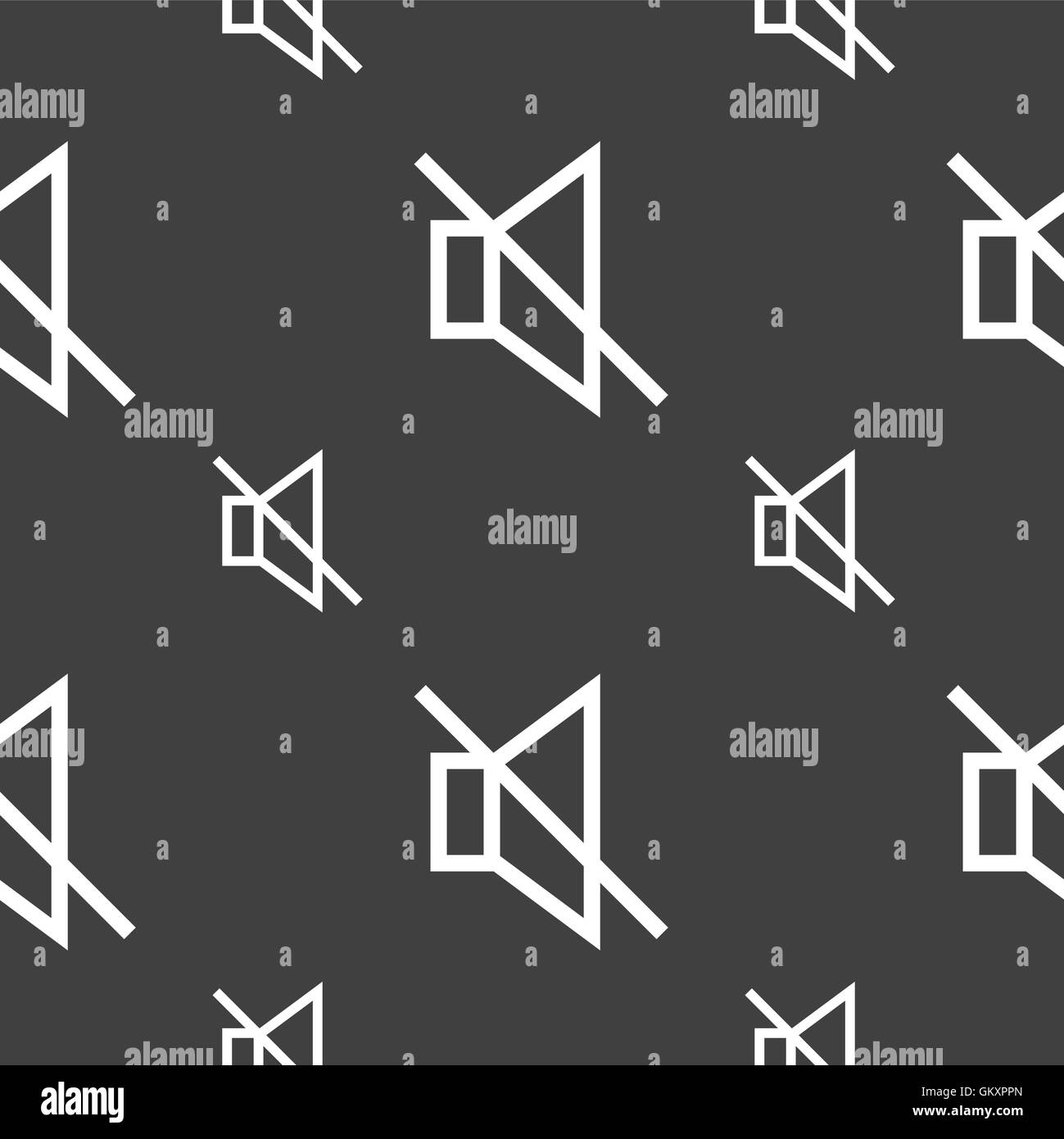 ohne Ton stumm Symbol Zeichen. Nahtlose Muster auf einem grauen Hintergrund. Vektor Stock Vektor