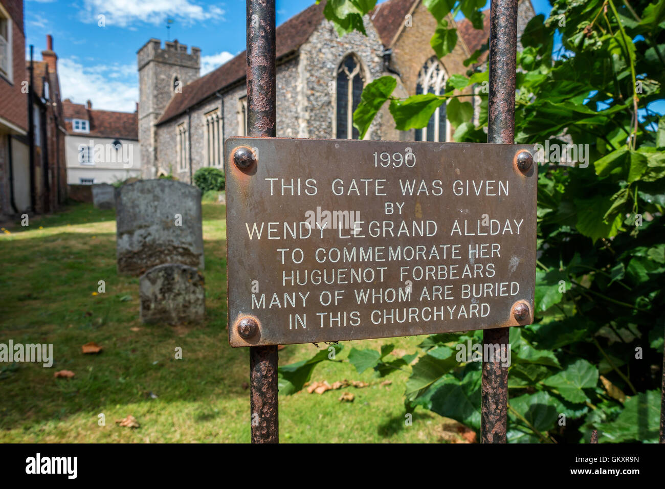 Huguenot Beerdigung Boden St. Peters Church Canterbury Kent England Stockfoto