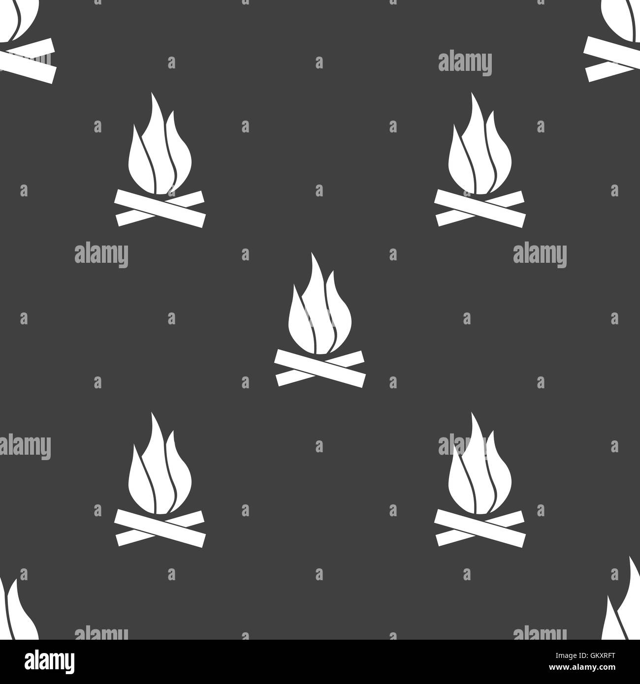 Ein Feuerzeichen Symbol. Nahtlose Muster auf einem grauen Hintergrund. Vektor Stock Vektor