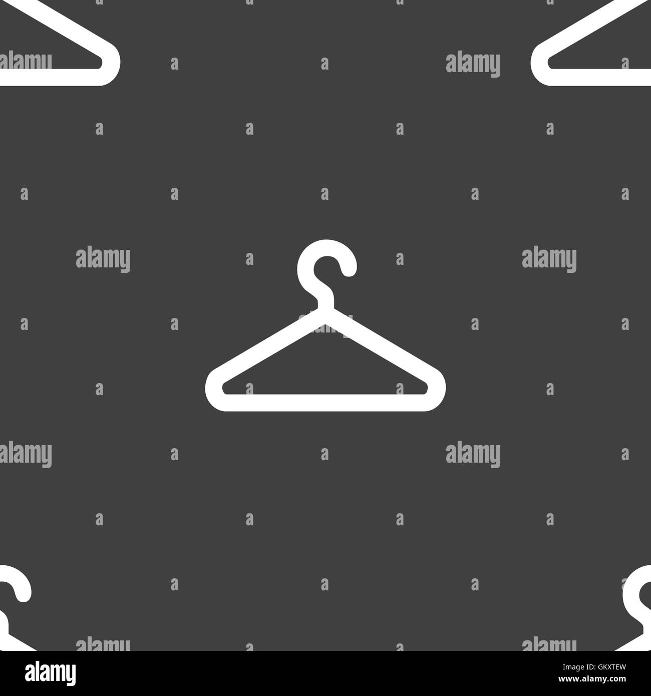 Kleiderbügel Symbol Zeichen. Nahtlose Muster auf einem grauen Hintergrund. Vektor Stock Vektor