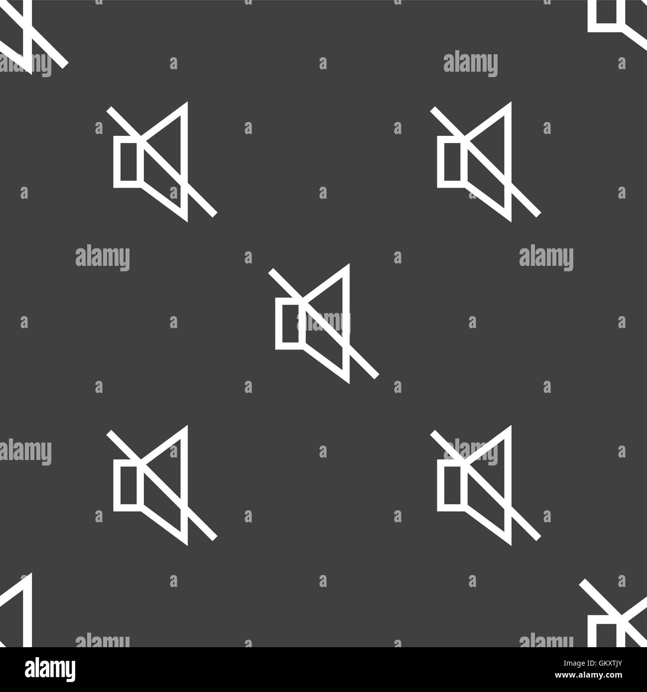 ohne Ton stumm Symbol Zeichen. Nahtlose Muster auf einem grauen Hintergrund. Vektor Stock Vektor
