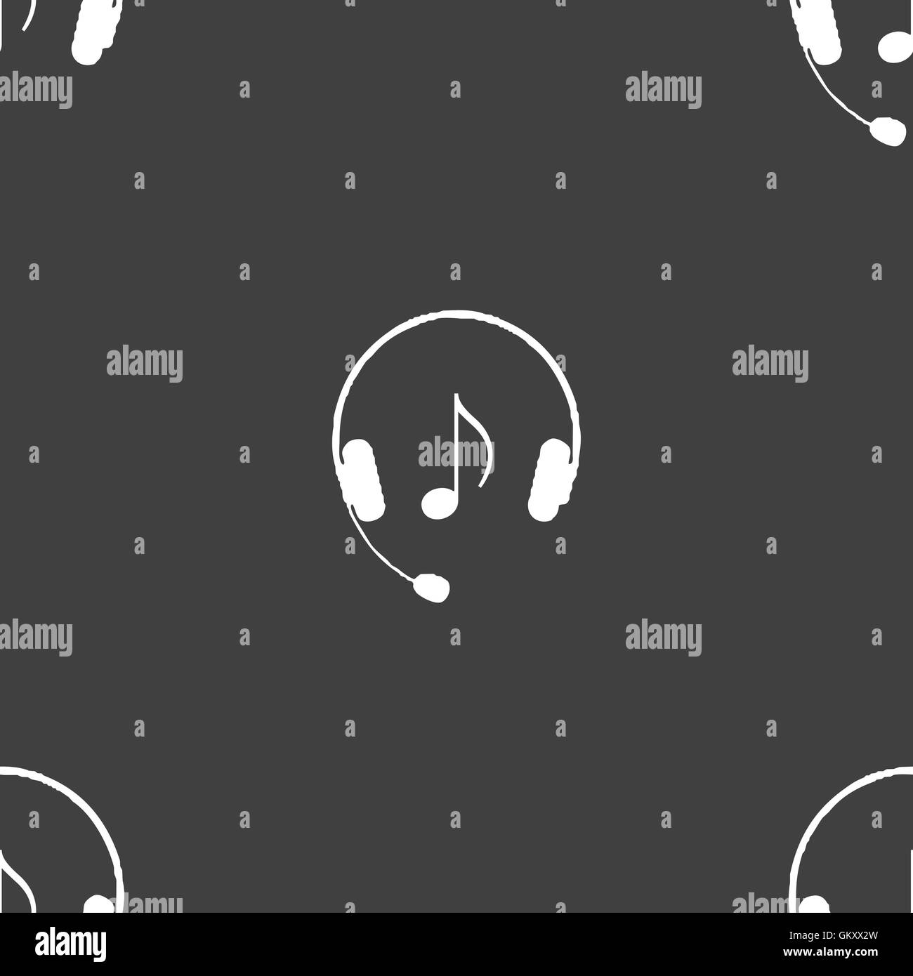 Kopfhörer Symbol Zeichen. Nahtlose Muster auf einem grauen Hintergrund. Vektor Stock Vektor