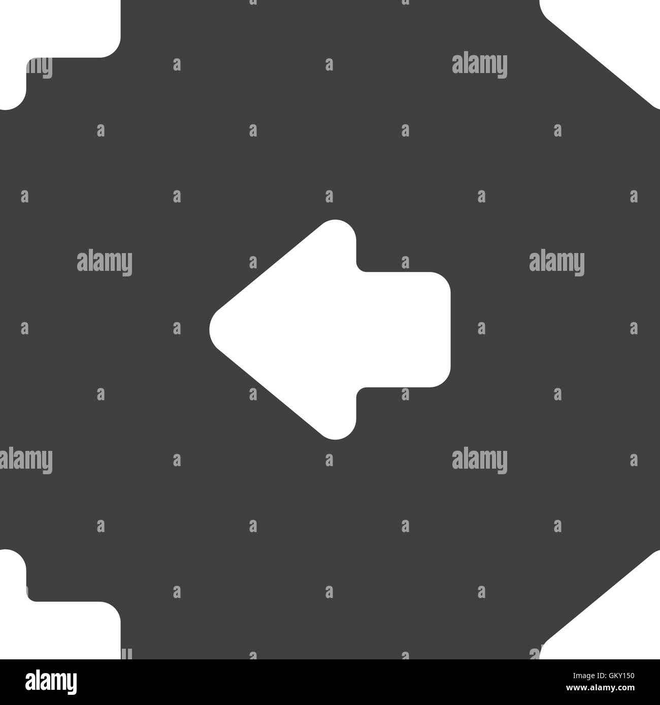 Pfeil nach links, Ausweg Symbol Zeichen. Nahtlose Muster auf einem grauen Hintergrund. Vektor Stock Vektor