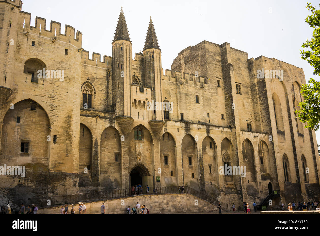 Der Palais des Papes oder päpstlichen Palast in Avignon, Frankreich Stockfoto
