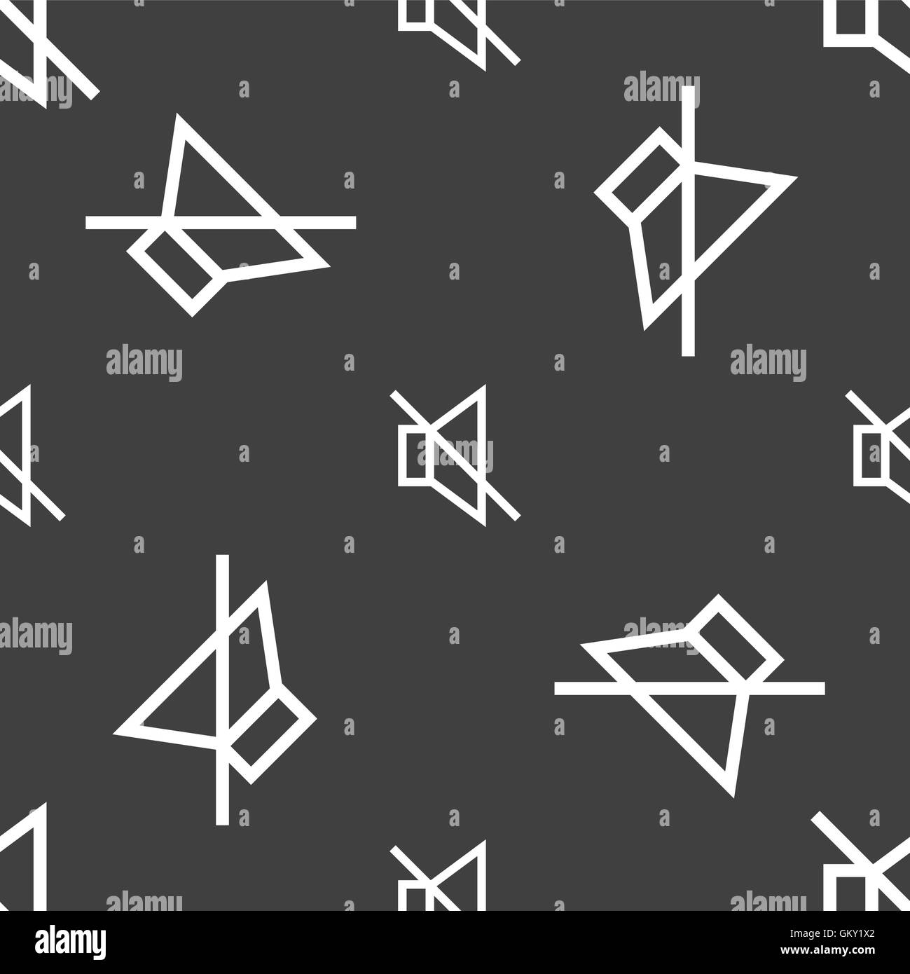 ohne Ton stumm Symbol Zeichen. Nahtlose Muster auf einem grauen Hintergrund. Vektor Stock Vektor
