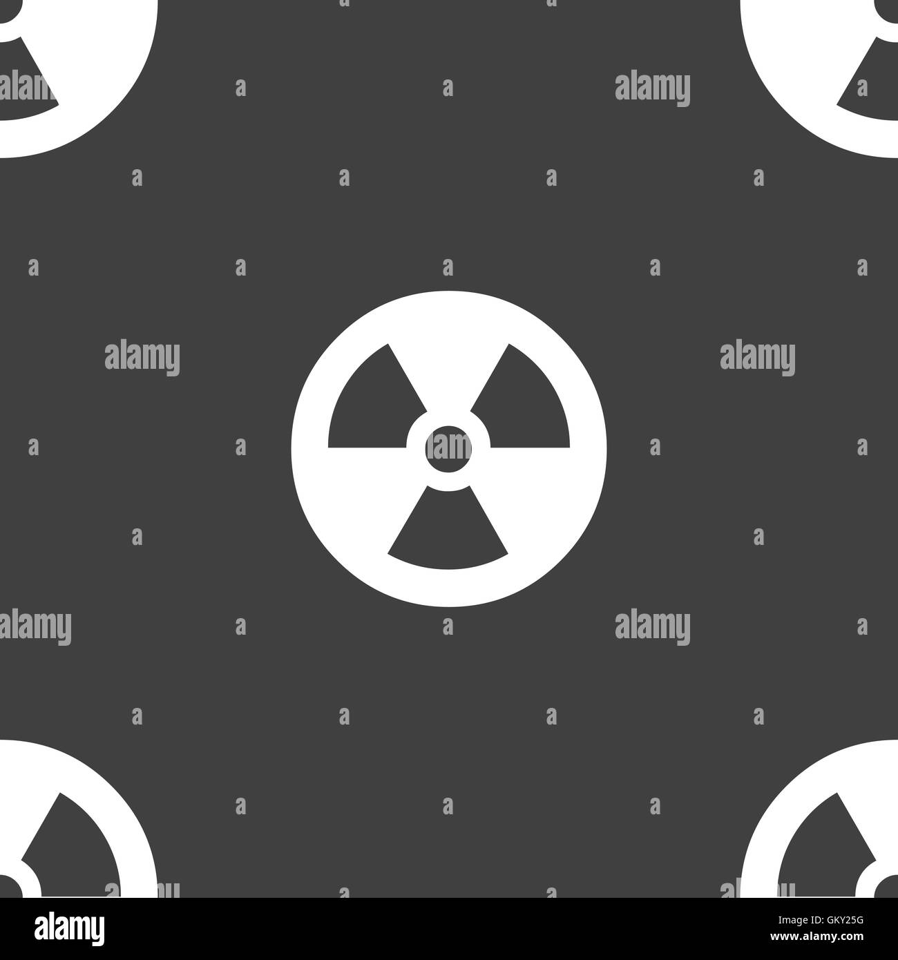 Strahlung-Symbol Zeichen. Nahtlose Muster auf einem grauen Hintergrund. Vektor Stock Vektor