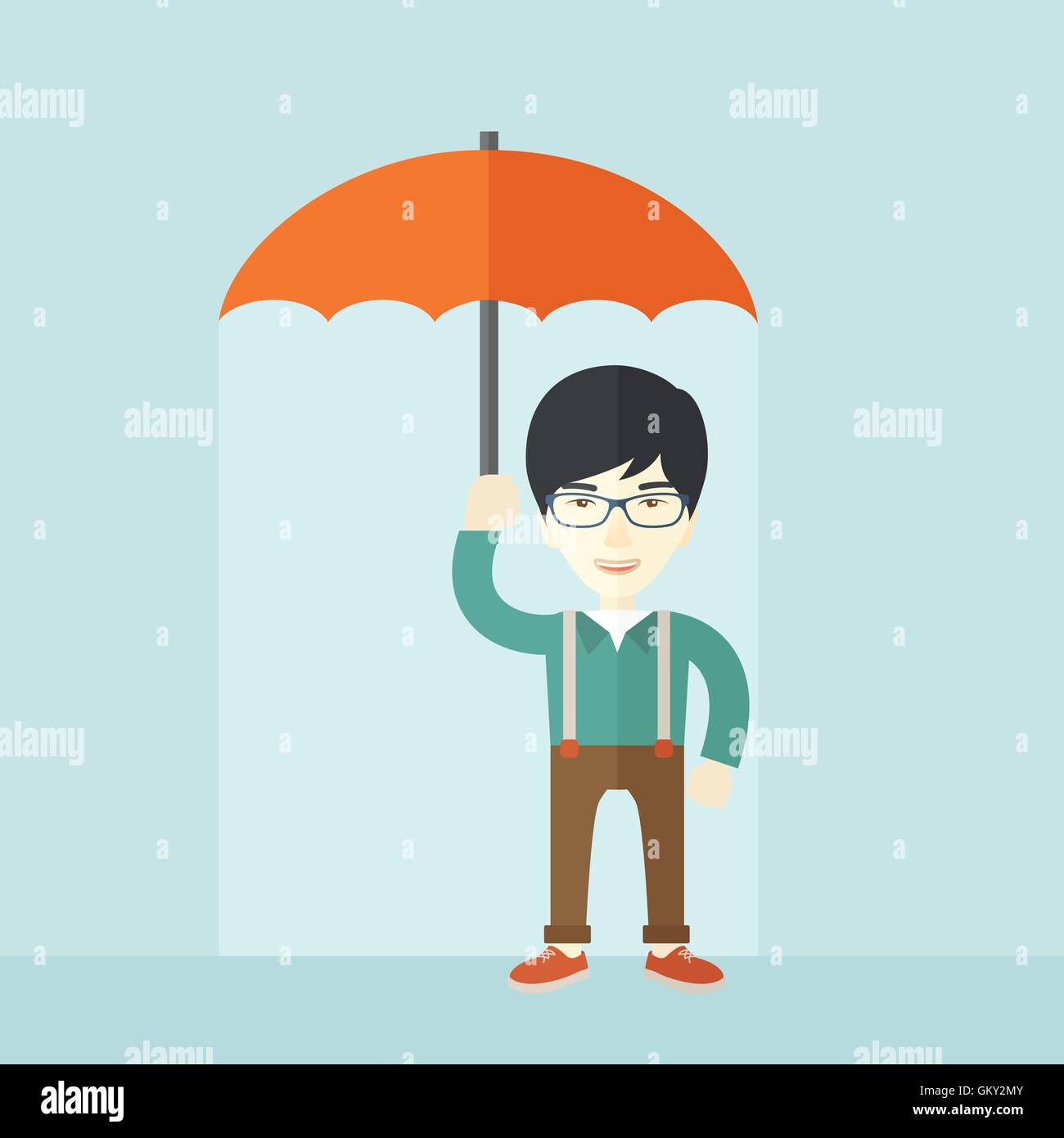 Erfolgreicher Mann mit Regenschirm. Stock Vektor