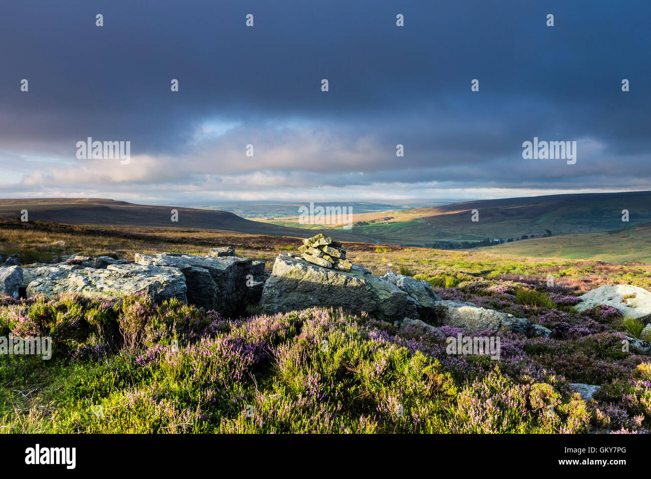 Teesdale, County Durham UK. Mittwoch, 24. August 2016.  Großbritannien Wetter.  Es war ein bunter Start in den Tag im Norden Englands als frühe Nebel und Wolken über der Pennines fing an klar.  Heute Abend ist die Prognose für ein weiterer heißer Tag mit der Möglichkeit, einige vereinzelte gewittrige Schauer. Bildnachweis: David Forster/Alamy Live-Nachrichten Stockfoto