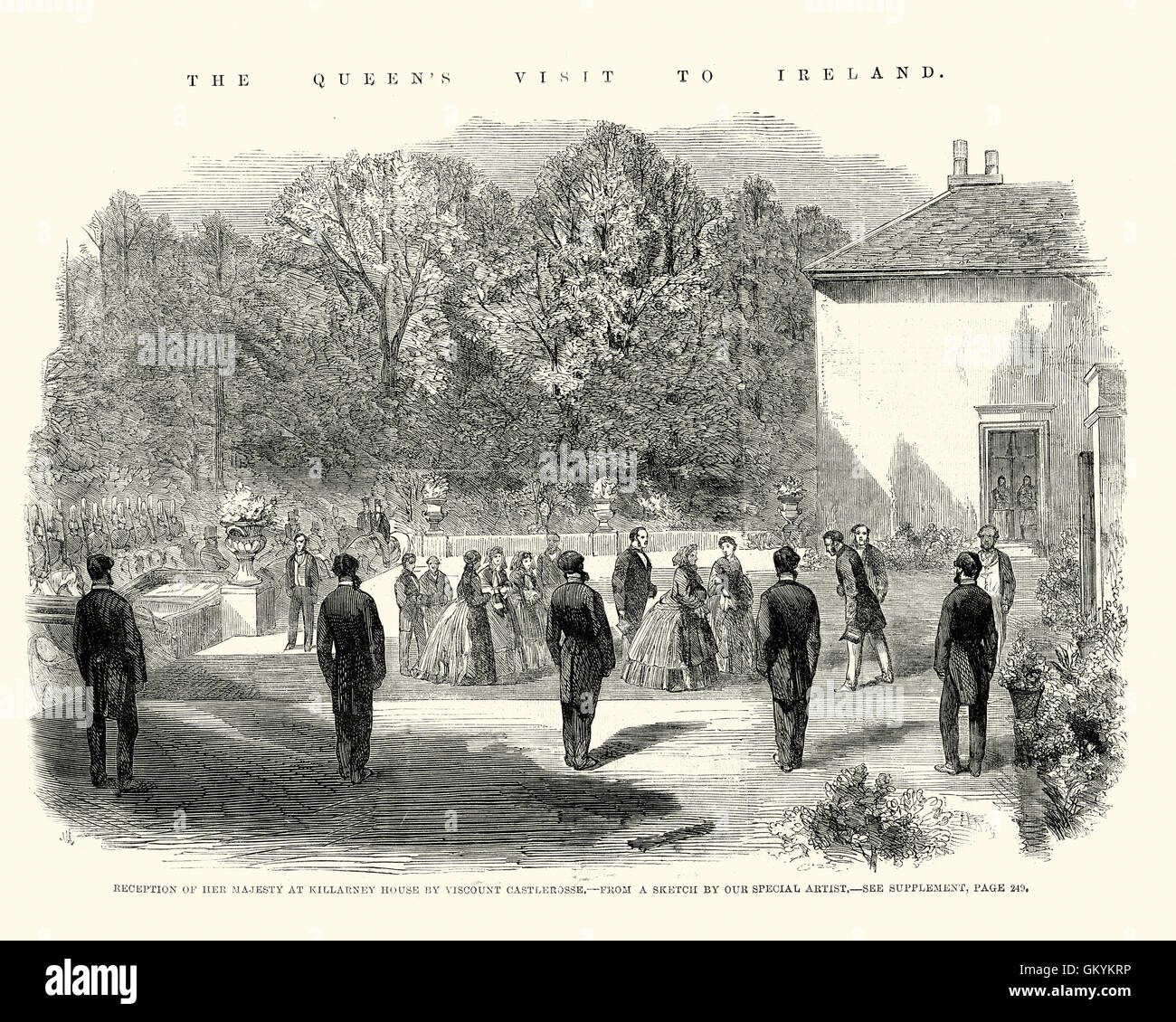 Königin Victorias Besuch in Irland. Empfang ihrer Majestät im Killarney House von Viscount Castlerosse. London Illustrated News, 1861 Stockfoto