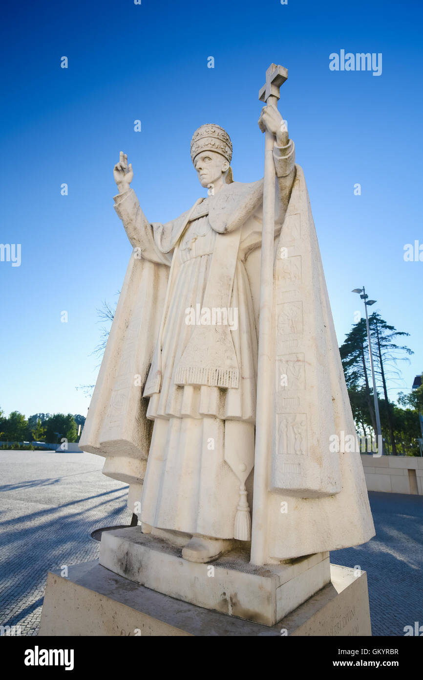 Statue von Papst Pius XII (1876-1958) im Heiligtum von Fatima in Portugal. Stockfoto