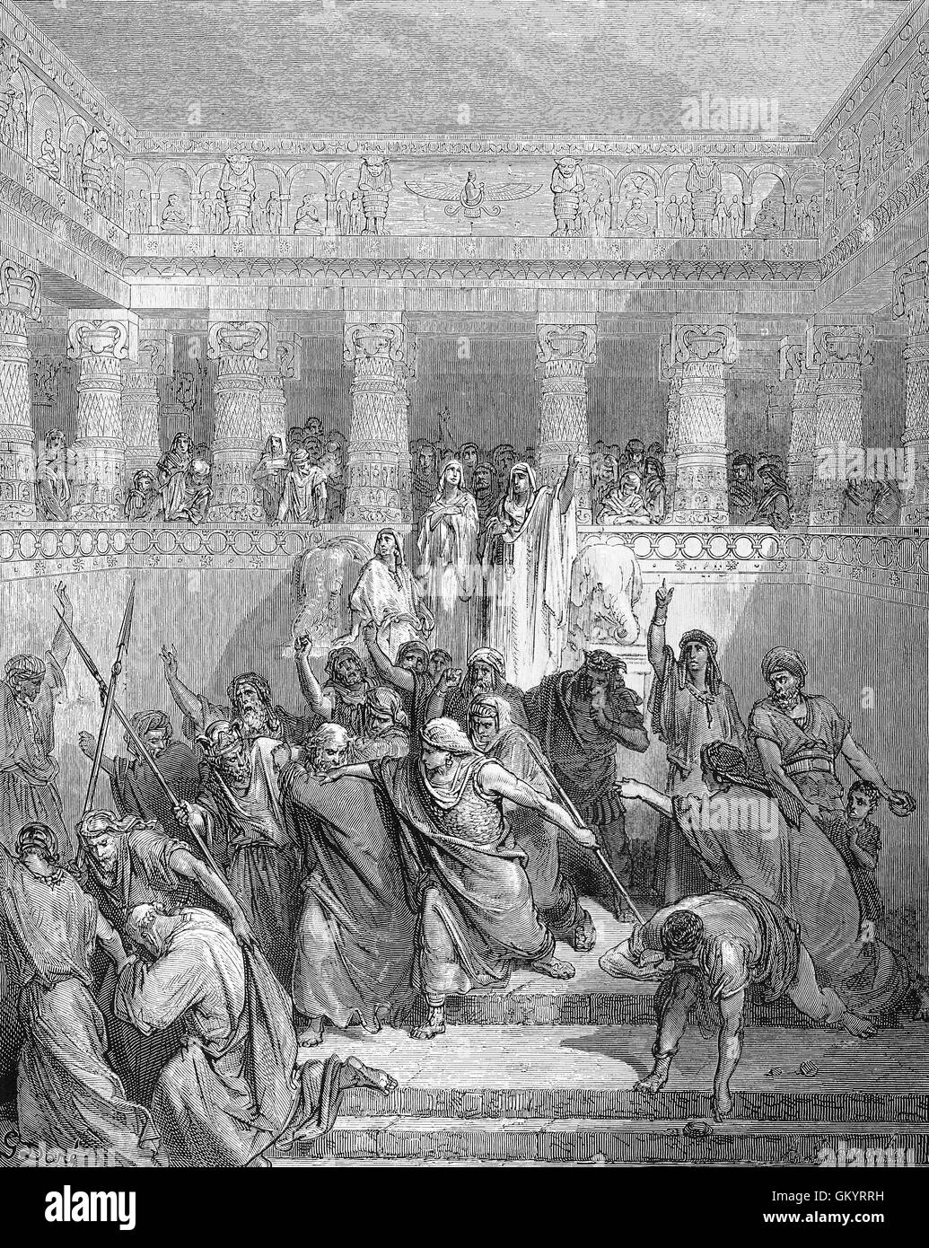 Gravur der Rechtfertigung von Susanna von Gustave Doré Stockfoto