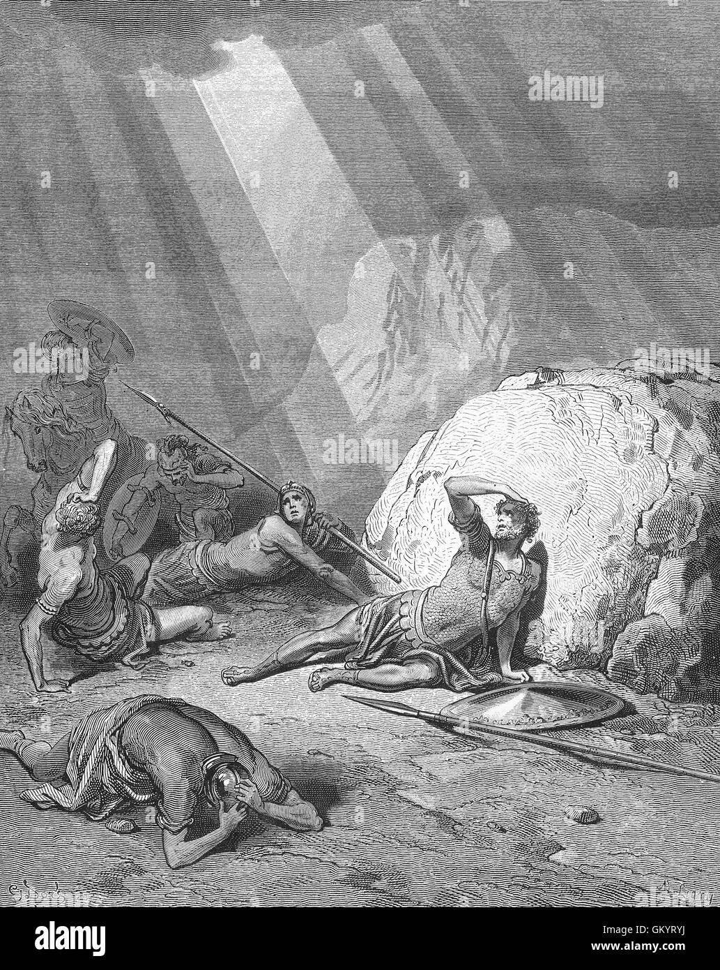 Gravur von der Bekehrung des Saulus von Gustave Doré Stockfoto