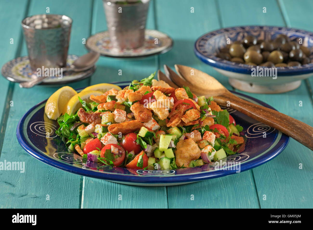 Fattoush Salat. Orientalische Speisen Stockfoto